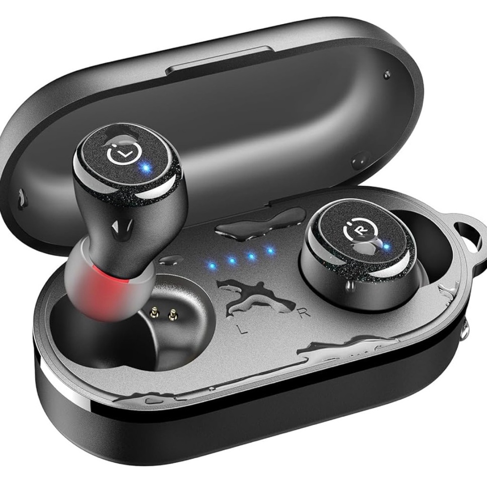 TOZO Wireless Waterproof Bluetooth Earbuds with Charging Case - Black